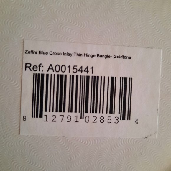 Daniela Swaebe Zaffre Blue Crocodile Inlay Thin Hinge Bangle - Goldtone, New! - Picture 14 of 16
